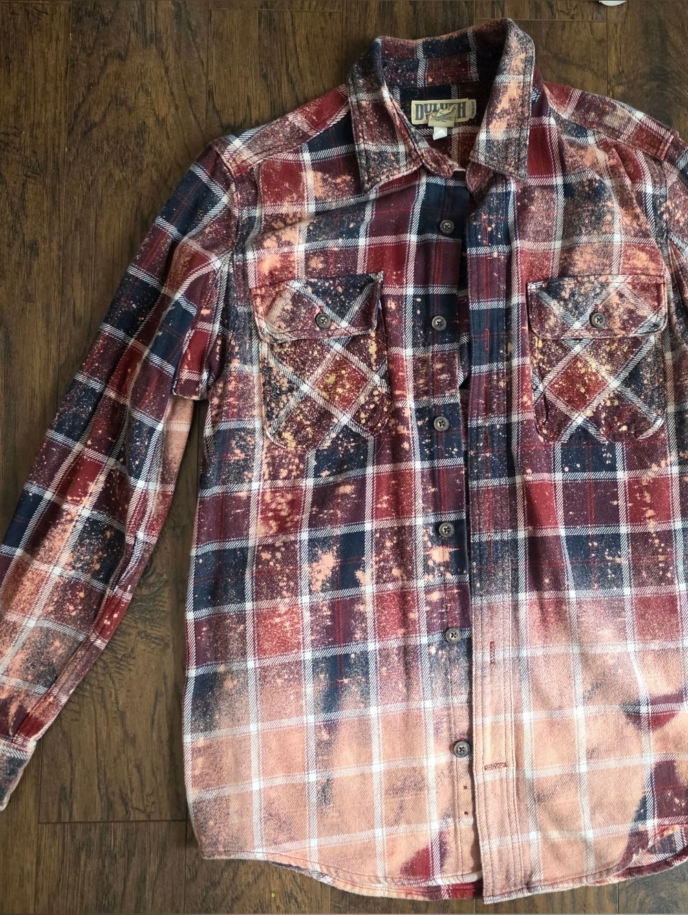 Duluth Trading Co Plaid Button-Down Shirt - Red, Navy, Cream